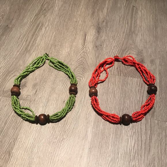 Orange Beads Necklace Choker - Picture 3 of 5